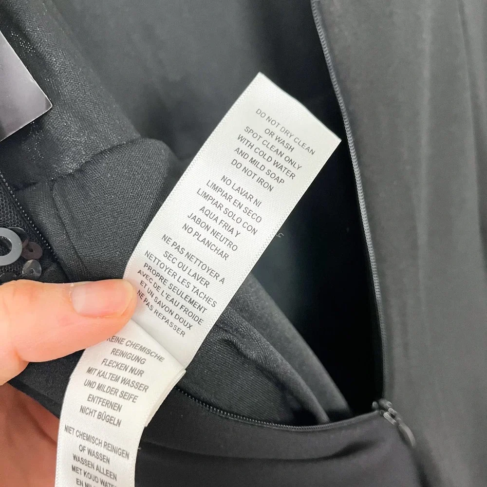 NWT Adrianna Papell Black Short Sleeve Illusion Sequin Bodice Jumpsuit Size 4 - Picture 11 of 12